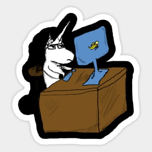 Kaede the Unicorn a the office Sticker